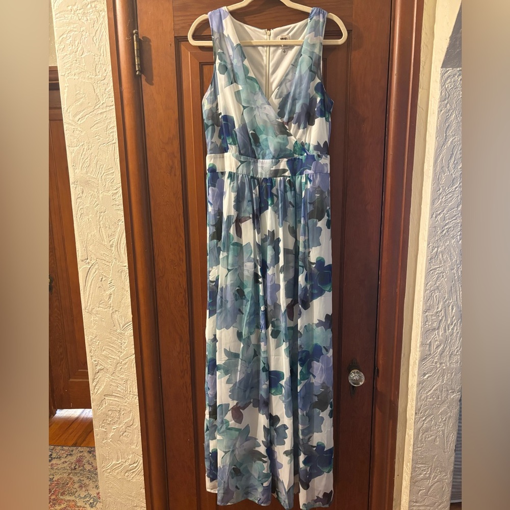 Anne Klein Blue and White Floral Maxi Dress